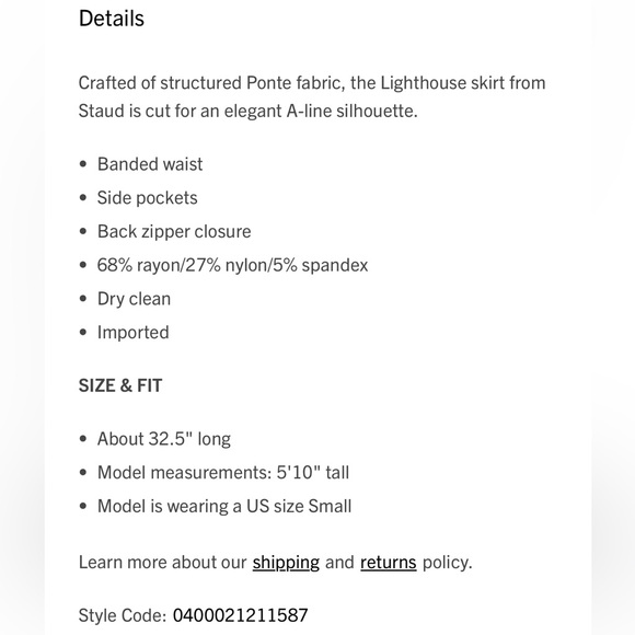 NWT Staud Lighthouse Ponte Skirt in Ivory - Picture 5 of 5